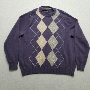 Alexander Julian Sweater Mens 2XL Purple Long Sleeve‎ Pullover Crew Neck Casual